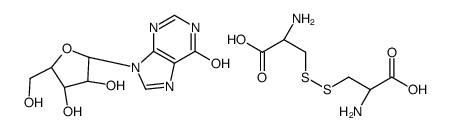 (2R)-2-amino-3-[(2-amino-2-carboxyethyl)disulfanyl]propanoic acid,9-[(2R,3R,4S,5R)-3,4-dihydroxy-5-(hydroxymethyl)oxolan-2-yl]-3H-purin-6-one结构式