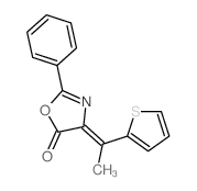 (4Z)-2-phenyl-4-(1-thiophen-2-ylethylidene)-1,3-oxazol-5-one structure