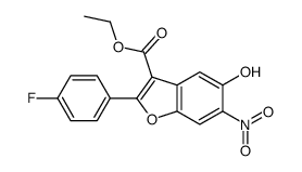 3-Benzofurancarboxylic acid, 2-(4-fluorophenyl)-5-hydroxy-6-nitro-, ethyl ester结构式