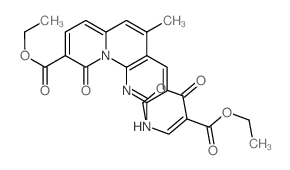 diethyl 2-[[(9-ethoxycarbonyl-5-methyl-10-oxopyrido[1,2-a][1,8]naphthyridin-2-yl)amino]methylidene]propanedioate结构式