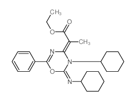 ethyl 2-(3-cyclohexyl-2-cyclohexylimino-6-phenyl-1,3,5-oxadiazin-4-ylidene)propanoate结构式