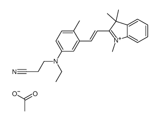 乙酸2-[2-[4-[(2-氰乙基)乙氨基]-2-甲基苯基]乙烯基]-1,3,3-三甲基-3H-吲哚盐结构式