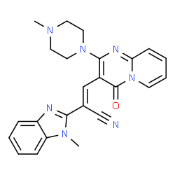 (2E)-2-(1-methyl-1H-benzimidazol-2-yl)-3-[2-(4-methylpiperazin-1-yl)-4-oxo-4H-pyrido[1,2-a]pyrimidin-3-yl]prop-2-enenitrile结构式