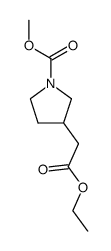 (RS)-ethyl 1-methoxycarbonyl-3-pyrrolidineacetate结构式