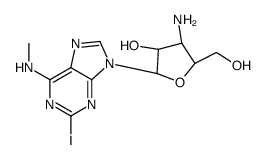 (2R,3R,4S,5S)-4-amino-5-(hydroxymethyl)-2-[2-iodo-6-(methylamino)purin-9-yl]oxolan-3-ol结构式