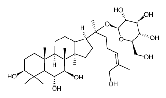 (20S)-3β,6α,7β,20,27-pentahydroxy-dammar-24-ene 20-O-β-D-glucopyranoside结构式