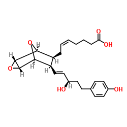 7-(5,6-epoxy-3-(3-hydroxy-5-(4-hydroxyphenyl)-1-pentenyl)-7-oxabicyclo(2.2.1)hept-2-yl)-5-heptenoic acid picture