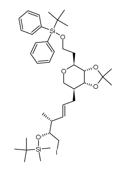 tert-butyl(2-((3aS,4S,7S,7aR)-7-((4R,5R,E)-5-((tert-butyldimethylsilyl)oxy)-6-iodo-4-methylhex-2-en-1-yl)-2,2-dimethyltetrahydro-3aH-[1,3]dioxolo[4,5-c]pyran-4-yl)ethoxy)diphenylsilane Structure