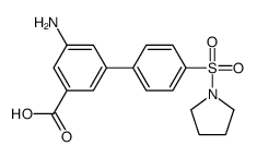 3-amino-5-(4-pyrrolidin-1-ylsulfonylphenyl)benzoic acid结构式