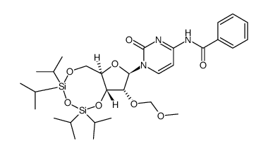 N4-benzoyl-3',5'-O-(1,1,3,3-tetraisopropyldisiloxane-1,3-diyl)-2'-O-(methoxymethyl)cytidine结构式