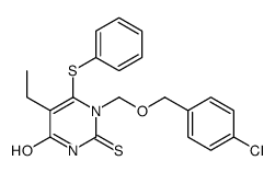 1-[(4-chlorophenyl)methoxymethyl]-5-ethyl-6-phenylsulfanyl-2-sulfanylidenepyrimidin-4-one Structure