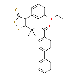 5-([1,1'-biphenyl]-4-ylcarbonyl)-6-ethoxy-4,4-dimethyl-4,5-dihydro-1H-[1,2]dithiolo[3,4-c]quinoline-1-thione结构式