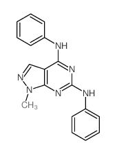 9-methyl-N,N-diphenyl-2,4,8,9-tetrazabicyclo[4.3.0]nona-1,3,5,7-tetraene-3,5-diamine结构式