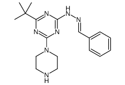 Benzaldehyde [4-tert-butyl-6-(piperazin-1-yl)-1,3,5-triazin-2-yl]hydrazone Structure