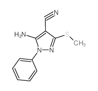 1-苯基-3-甲硫基-4-氰基-5-氨基-1H-吡唑结构式