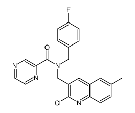 Pyrazinecarboxamide, N-[(2-chloro-6-methyl-3-quinolinyl)methyl]-N-[(4-fluorophenyl)methyl]- (9CI) Structure