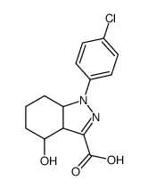 1-(4-chloro-phenyl)-4-hydroxy-3a,4,5,6,7,7a-hexahydro-1H-indazole-3-carboxylic acid结构式