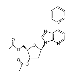 1-(9-((2R,4S,5R)-4-acetoxy-5-(acetoxymethyl)tetrahydrofuran-2-yl)-9H-purin-6-yl)pyridin-1-ium结构式