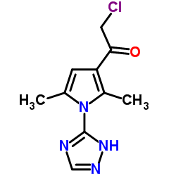 2-Chloro-1-[2,5-dimethyl-1-(1H-1,2,4-triazol-5-yl)-1H-pyrrol-3-yl]ethanone结构式
