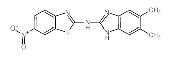 2-Benzothiazolamine, N-(5,6-dimethyl-1H-benzimidazol-2-yl)-6-nitro- (en) Structure