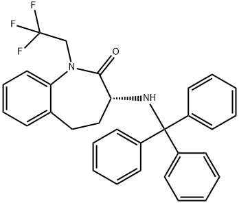 (R)-1-(2,2,2-Trifluoro-ethyl)-3-(tritylamino)-1,3,4,5-tetrahydro-1-benzazepin-2-one structure