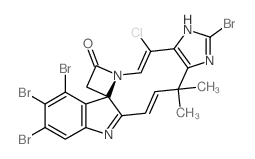 Azeto[1',2':1,2]imidazo[4',5':7,8]azecino[3,2-b]- indol-2(1H)-one,7,14,15,16-tetrabromo-5- chloro-6,9-dihydro-9,9-dimethyl-,(4E,10Z,- 16bS)- picture