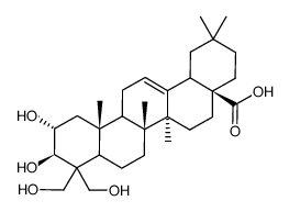 2α,3β,23,24-tetrahydroxyolean-12-en-28-oic acid结构式