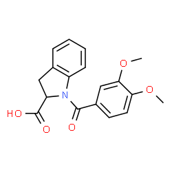 1-(3,4-dimethoxybenzoyl)-2,3-dihydro-1H-indole-2-carboxylic acid structure