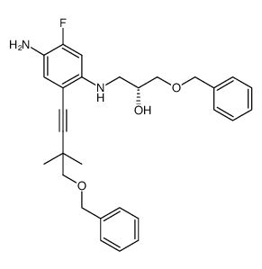 (R)-1-(4-amino-2-(4-(benzyloxy)-3,3-dimethylbut-1-ynyl)-5-fluorophenylamino)-3-(benzyloxy)propan-2-ol Structure