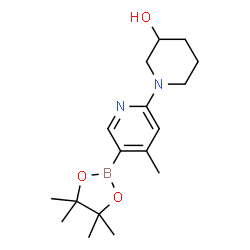 1-(4-Methyl-5-(4,4,5,5-tetramethyl-1,3,2-dioxaborolan-2-yl)pyridin-2-yl)piperidin-3-ol结构式