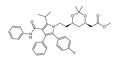 methyl 2-((4R,6R)-6-(2-(2-(4-fluorophenyl)-5-isopropyl-3-phenyl-4-(phenylcarbamoyl)-1H-pyrrol-1-yl)ethyl)-2,2-dimethyl-1,3-dioxan-4-yl)acetate结构式