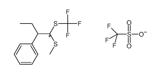 1-methylsulfanyl-2-phenyl-1-(trifluoromethylsulfanyl)butan-1-ylium trifluoromethanesulfonate结构式