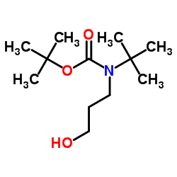 2-Methyl-2-propanyl (3-hydroxypropyl)(2-methyl-2-propanyl)carbamate Structure