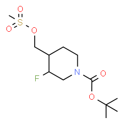 3-氟-4-((甲基磺酰氧基)甲基)哌啶-1-甲酸叔丁酯结构式