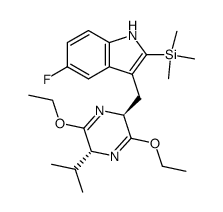 (2R,5S)-3,6-diethoxy-2-isopropyl-5-[5-fluoro-2-(trimethylsilyl)-3-indolyl]methyl-2,5-dihydropyrazine结构式