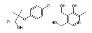 5-hydroxy-3,4-(hydroxymethyl)-6-methylpyridinium 2-(p-chlorophenoxy)-2-methylpropionate structure