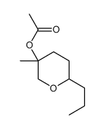 Acetic acid tetrahydro-3-methyl-6-propyl-2H-pyran-3-yl ester Structure