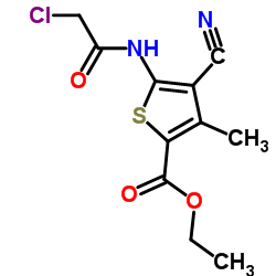 Ethyl 5-[(chloroacetyl)amino]-4-cyano-3-methyl-2-thiophenecarboxylate结构式