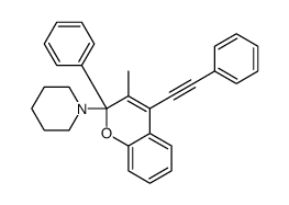 1-[3-methyl-2-phenyl-4-(2-phenylethynyl)chromen-2-yl]piperidine Structure