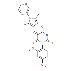 (5E)-1-(2,4-dimethoxyphenyl)-5-{[2,5-dimethyl-1-(pyridin-3-yl)-1H-pyrrol-3-yl]methylidene}-2-thioxodihydropyrimidine-4,6(1H,5H)-dione picture