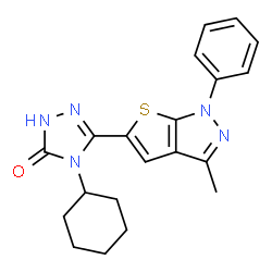 3H-1,2,4-Triazol-3-one,4-cyclohexyl-2,4-dihydro-5-(3-methyl-1-phenyl-1H-thieno[2,3-c]pyrazol-5-yl)-(9CI) Structure