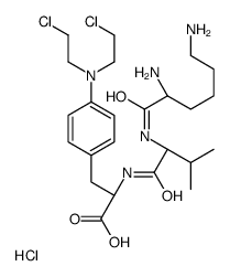 (2S)-3-[4-[bis(2-chloroethyl)amino]phenyl]-2-[[(2S)-2-[[(2S)-2,6-diaminohexanoyl]amino]-3-methylbutanoyl]amino]propanoic acid,hydrochloride Structure