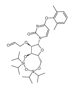 2'-O-(2-oxoethyl)-4-O-(2,6-dimethylphenyl)-3',5'-O-(1,1,3,3-tetraisopropyldisiloxane-1,3-diyl)uridine Structure