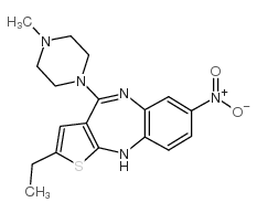 2-Ethyl-4-(4-methyl-1-piperazinyl)-7-nitro-10H-thieno(2,3-b)(1,5)benzo diazepine结构式