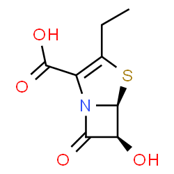 4-Thia-1-azabicyclo[3.2.0]hept-2-ene-2-carboxylic acid, 3-ethyl-6-hydroxy-7-oxo-, trans- (9CI) picture