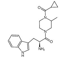 2-amino-1-(4-cyclopropanecarbonyl-3-methyl-piperzin-1-yl)-3-(1H-indol-3-yl)-propan-1-one Structure