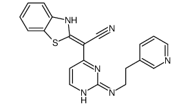 2-(3H-1,3-benzothiazol-2-ylidene)-2-[2-(2-pyridin-3-ylethylamino)pyrimidin-4-yl]acetonitrile Structure