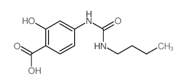 4-(butylcarbamoylamino)-2-hydroxy-benzoic acid structure