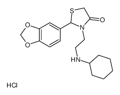 4-Thiazolidinone, 3-(2-(cyclohexylamino)ethyl)-2-(3,4-methylenedioxyph enyl)-, monohydrochloride结构式