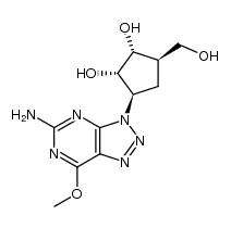 (+/-)-(1α,2β,3α,5α)-3-(5-amino-7-methoxy-3H-1,2,3-triazolo<4,5-d>pyrimidin-3-yl)-5-(hydroxymethyl)-1,2-cyclopentanediol结构式